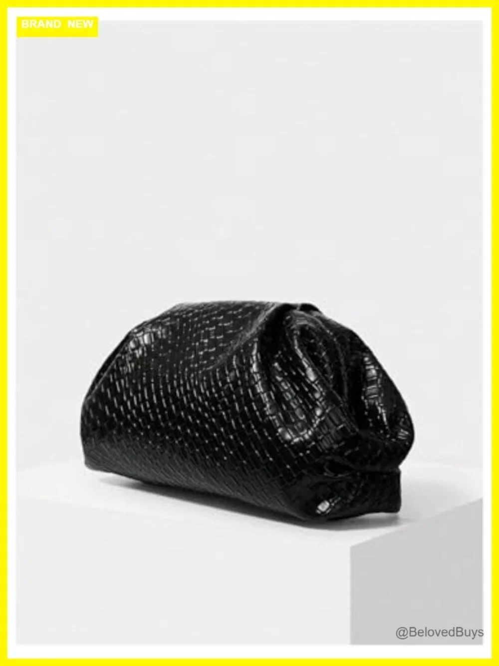 Elegant Faux PU Leather Woven Clutch Evening Bag